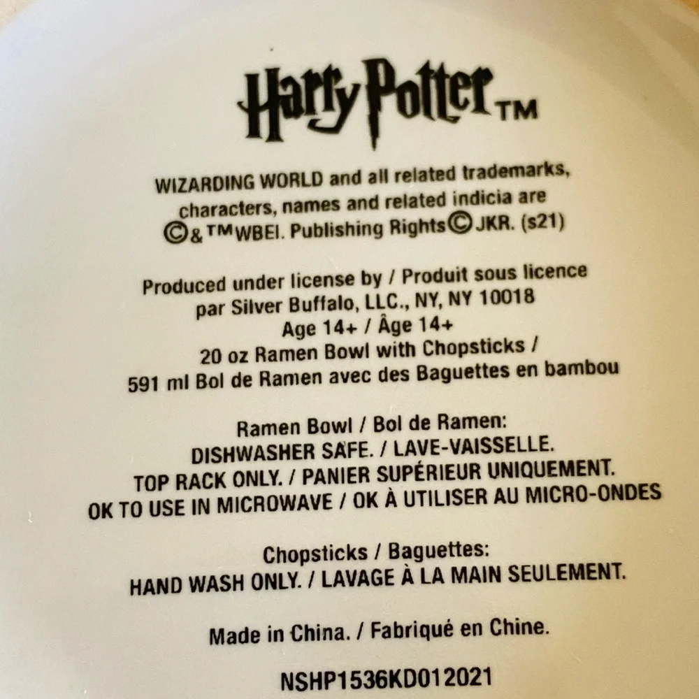 Harry Potter Hogwarts 20 oz Ceramic Ramen Bowl Dark Academia Fantasy Magical